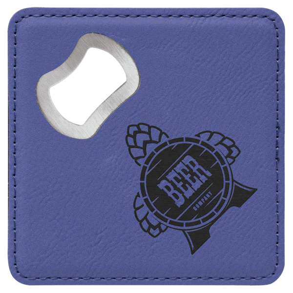 4x4 Leatherette Bottle Opener Coaster - Square - Image 13