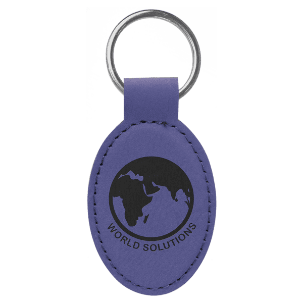 2" Long Leatherette Key Chain - Oval - Image 4