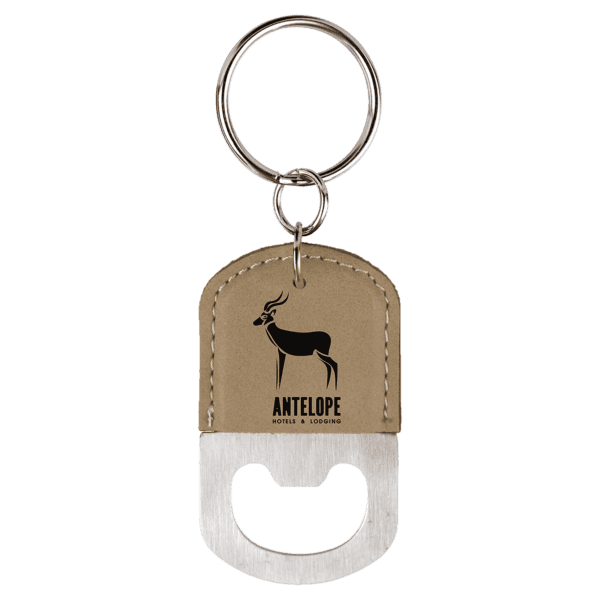 2" Long Leatherette Bottle Opener Key Chain - Oval