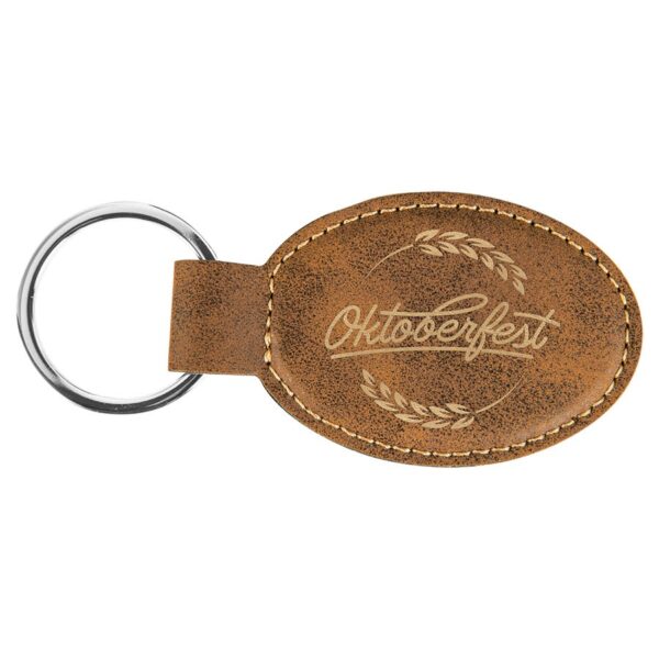 2" Long Leatherette Key Chain - Oval - Image 13