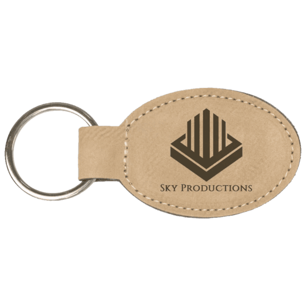 2" Long Leatherette Key Chain - Oval