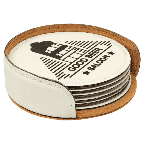 Round Leatherette Coaster Set