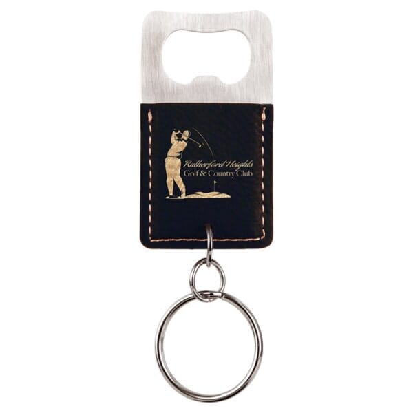 2" Long Leatherette Bottle Opener Key Chain - Rectangle - Image 3