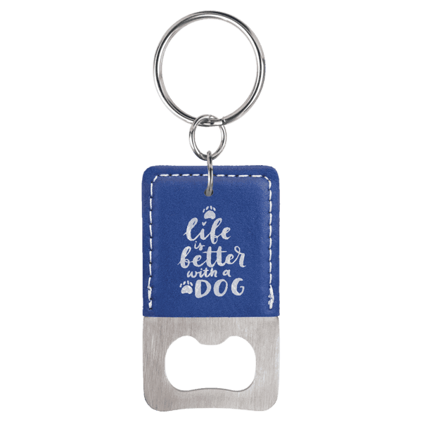 2" Long Leatherette Bottle Opener Key Chain - Rectangle - Image 10