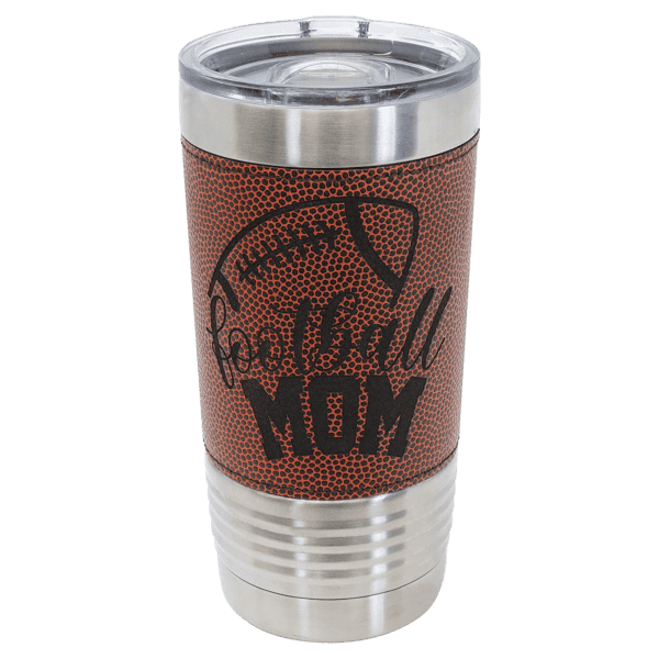 Football Style 20oz Leatherette Tumbler