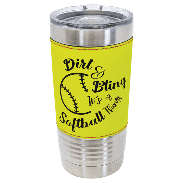 Softball Style 20oz Leatherette Tumbler