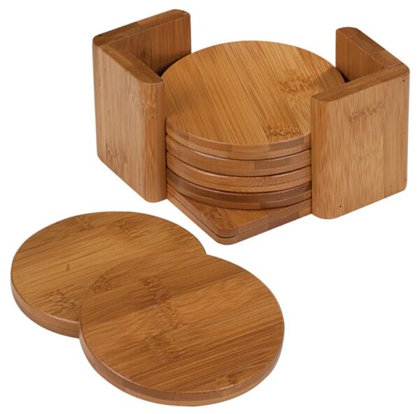 Round Bamboo Coaster Set